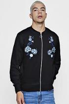 Boohoo Slim Fit Twin Rose Embroidered Bomber