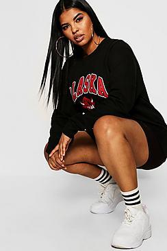 Boohoo Plus Alaska Slogan Sweat