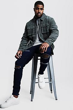 Boohoo Big And Tall Zip Through Cord Overshirt