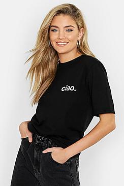 Boohoo Ciao Print Pocket T-shirt