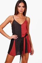 Boohoo Chiara Mix Print Strappy Swing Playsuit