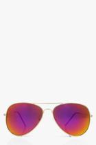 Boohoo Faye Mirrored Aviator Sunglasses Purple
