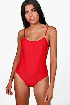 Boohoo Minorca Strappy Scoop Back Swimsuit