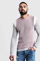 Boohoo Colour Block Knitted Crew Neck Sweater