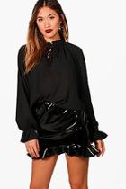 Boohoo Melanie Tie Neck Blouse