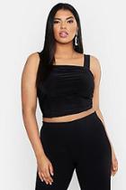 Boohoo Plus Ruched Slinky Double Strap Cami