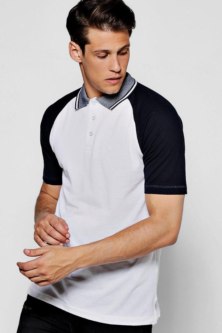 Boohoo Sports Raglan Polo In Pique Ecru