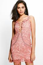 Boohoo Boutique Zoe Lace Off Shoulder Bodycon Dress Rose