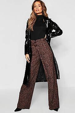 Boohoo Paperbag Waist Belted Leopard Print Trousers