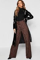 Boohoo Paperbag Waist Belted Leopard Print Trousers