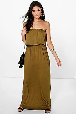 Boohoo Casey Bandeau Frill Top Maxi Dress