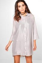 Boohoo Amelia Sparkle Glitter Shirt Dress