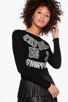 Boohoo Shout It Out Lace Trim Crop Top