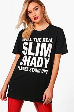 Boohoo Yas Slim Shady Licensed Tee