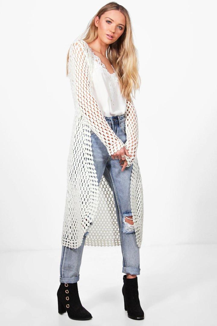 Boohoo Lisa Crochet Cardigan Cream