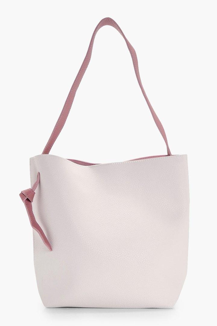 Boohoo Anya Contrast Handle Shopper White