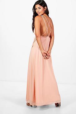 Boohoo Kaitlyn Chiffon Strappy Back Maxi Dress