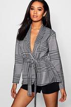 Boohoo Petite Check Belted Duster Jacket