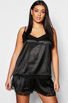 Boohoo Plus Lace Trim Cami Pyjama Short Set