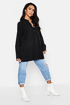 Boohoo Woven Oversized Pleat Hem Blouse