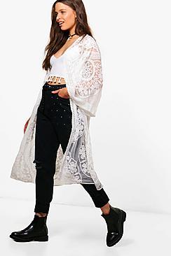 Boohoo Lois Crochet Lace Kimono