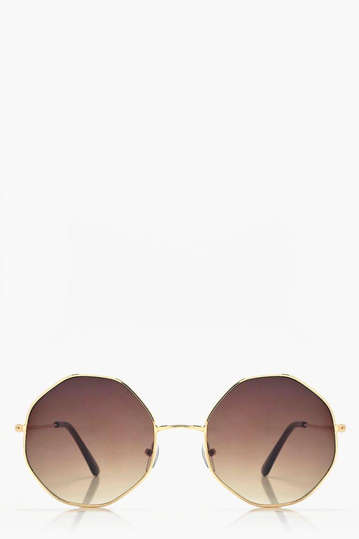 Boohoo Ivy Angular Frame Ombre Sunglasses Brown
