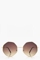 Boohoo Ivy Angular Frame Ombre Sunglasses Brown