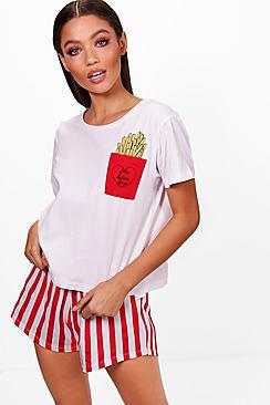 Boohoo Katy 'fries Before Guys' Pj Short Set