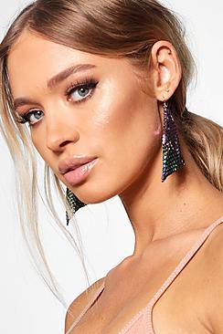 Boohoo Iridescent Chainmail Earrings