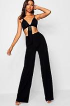 Boohoo Tall Tie Front Crop + Trouser Co-ord