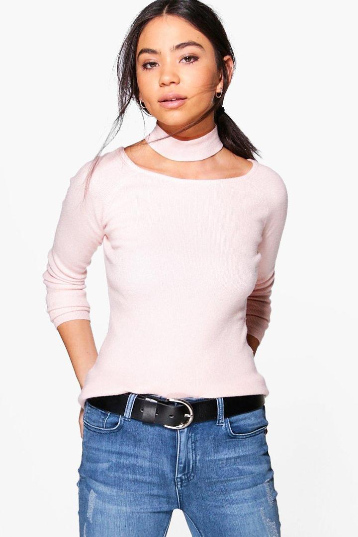 Boohoo Eloise Choker Style Jumper Rose