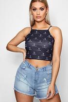 Boohoo Plus Beth Printed Strappy Crop Top