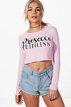 Boohoo Charlotte Prosecco Princess Oversized Crop