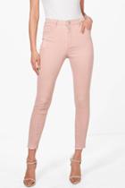 Boohoo Abby Pink Ripped Skinny Jeans Pink