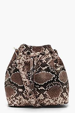 Boohoo Faux Python Duffle Cross Body