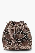 Boohoo Faux Python Duffle Cross Body