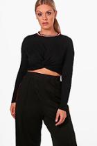 Boohoo Plus Jen Sport Trim Knot Front Top