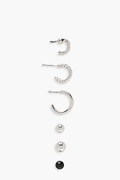 Boohoo Georgia Hoop And Stud Set 6pk