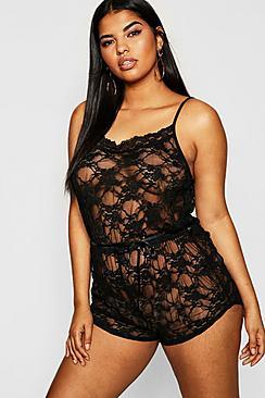 Boohoo Plus All Over Lace Pj Romper