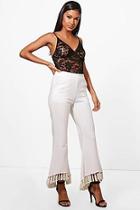 Boohoo Alessia Tassle Hem Flared Trousers