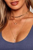 Boohoo Swallow And Stone Layered Necklace