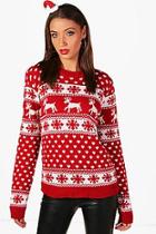 Boohoo Tall Laura Snowflake And Reindeers Jumper