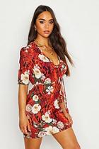 Boohoo Woven Floral Tie Shift Dress