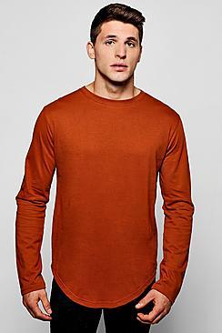 Boohoo Long Sleeve Longline Scoop T-shirt