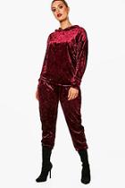 Boohoo Plus Sophia Velvet Hooded Sweat Suit Co-ord