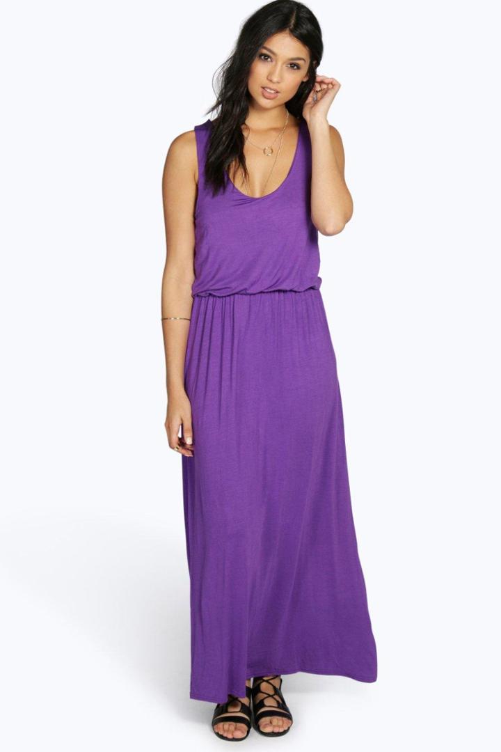 Boohoo Serena Bagged Over Racer Back Maxi Dress Violet