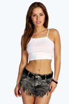 Boohoo Petite Sophie Spaghetti Strap Crop White