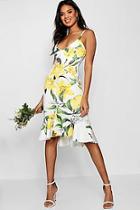Boohoo Jackie Floral Print Ruffle Hem Midi Dress