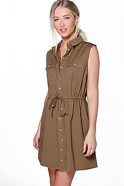 Boohoo Arianna Utility Shirt Dress