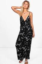 Boohoo Petite Caitlin Floral Print Strappy Maxi Dress